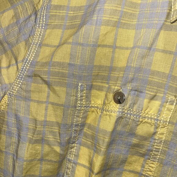 LL Bean Shirt Men's XXL Button Up Yellow Plaid Short Sleeve Linen Cotton Preppy - Picture 2 of 11